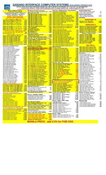 gaisano price list.